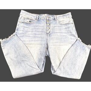 Judy Blue Jeans Womens 22W Skinny Distressed Raw Hem Button Fly Stretch Comfy